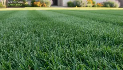 Close-up of freshly cut green grass showing precise lawn mowing quality by Chop Chop Landscaping in Fort Worth TX