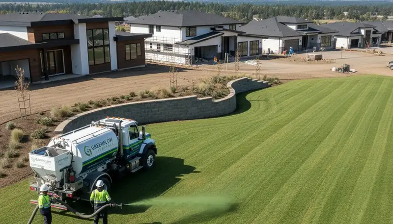 Hydroseeding lawn installation by Chop Chop Landscaping in Fort Worth, TX for lush turf growth