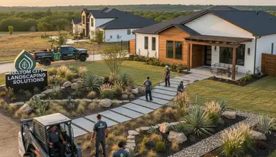 Fort Worth, TX landscaping team providing professional lawn care services for residential properties