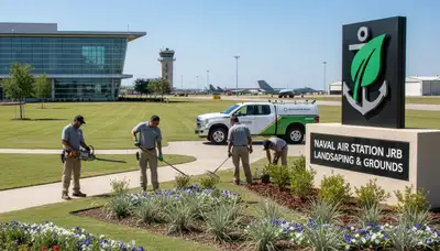 Fort Worth, TX landscaping crew providing professional lawn care for local residential and commercial properties
