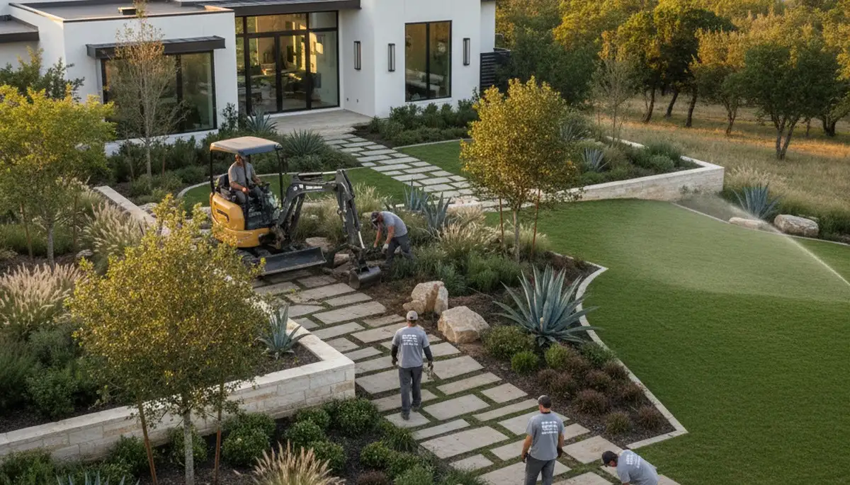 Fort Worth, TX landscaping team providing professional lawn care and yard maintenance services