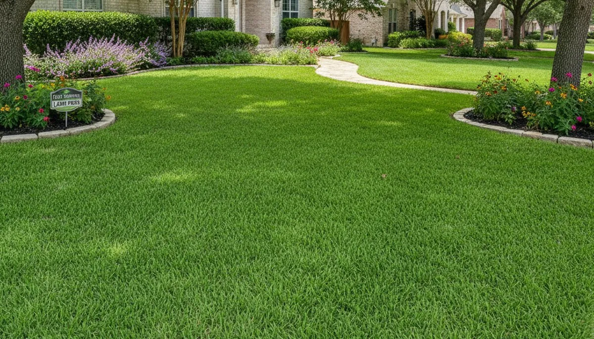 Lush residential lawn in Fort Worth, TX showcasing thick green turf from expert Chop Chop Landscaping care
