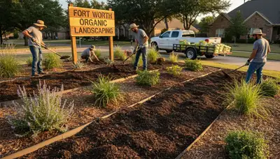 Applying organic compost and soil amendments in Fort Worth, TX landscape beds for healthy, sustainable lawns