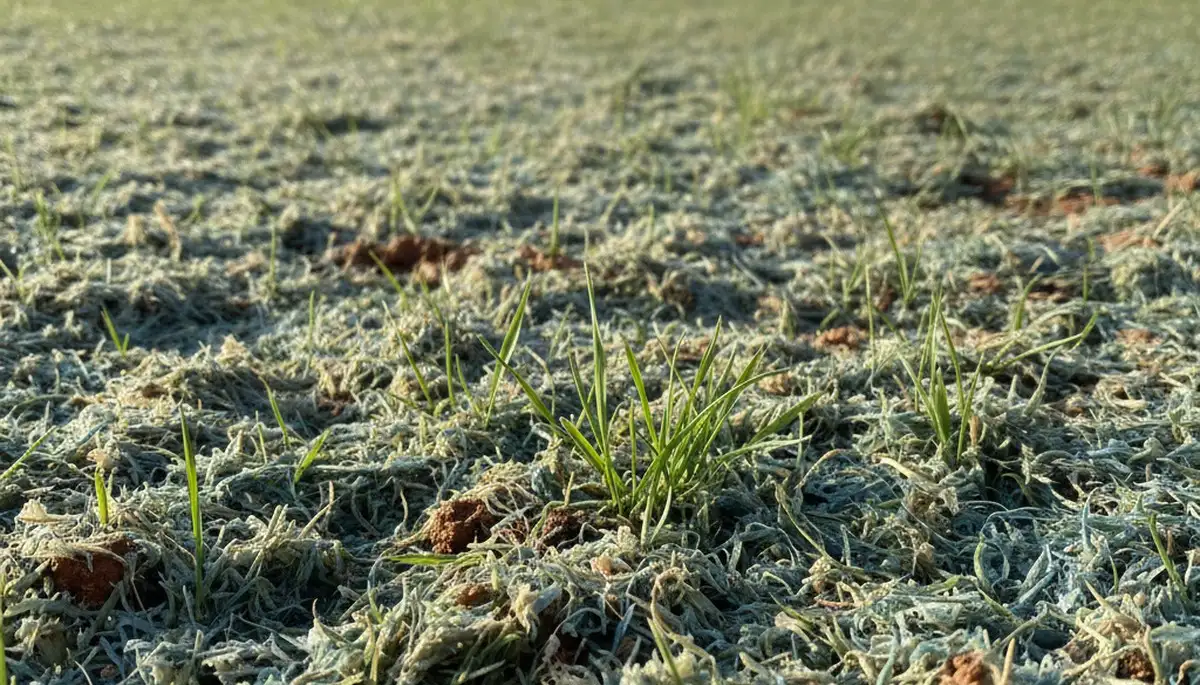 New hydroseeded lawn sprouting fresh green grass in Fort Worth, TX by Chop Chop Landscaping