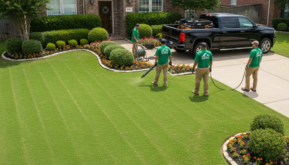 Professionally maintained Fort Worth TX lawn with manicured grass and clean edges by Chop Chop Landscaping
